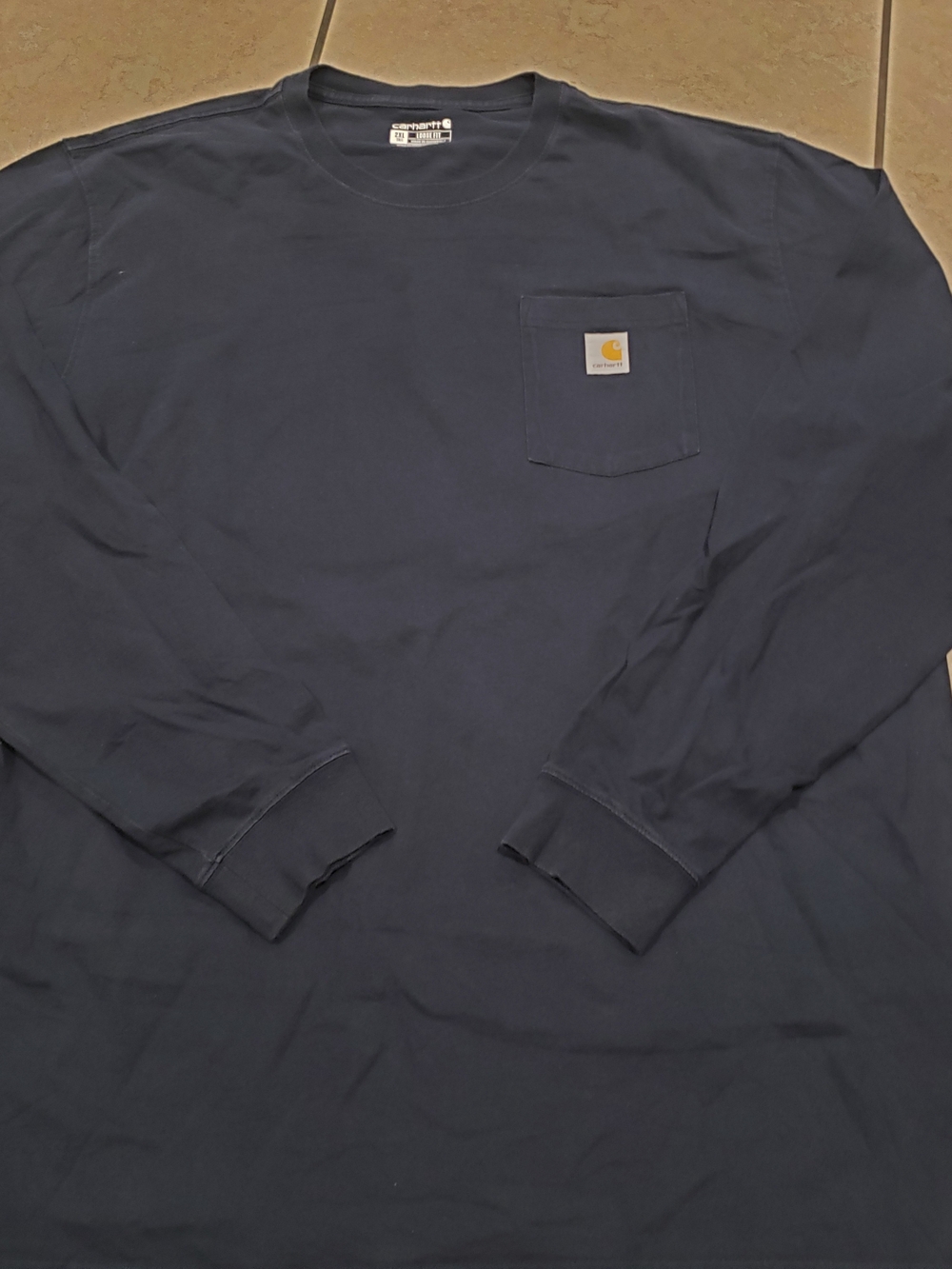 Carhartt Long-Sleeve Pocket Tee — Navy Blue